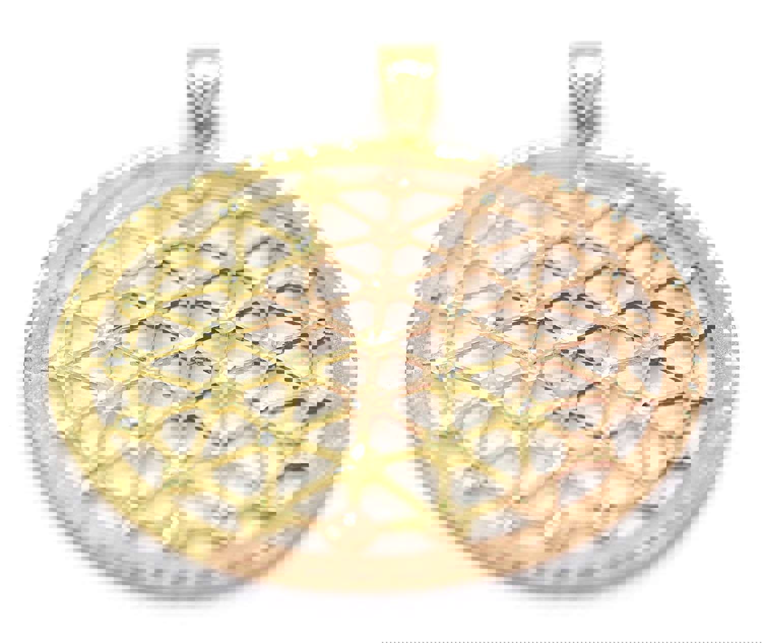 14k Filigree Pendant Medallion - Rose & Yellow Gold Mix