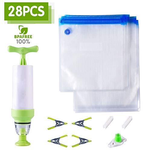 Sous Vide Bags Kit for Anova Cookers - 15 Reusable Vacuum Sealed Bags with Sealing Clips