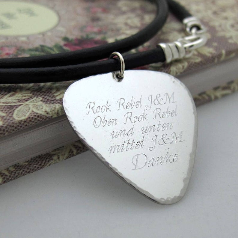 Engraved Guitar Pick Necklace - Stylish Gift for Musicians