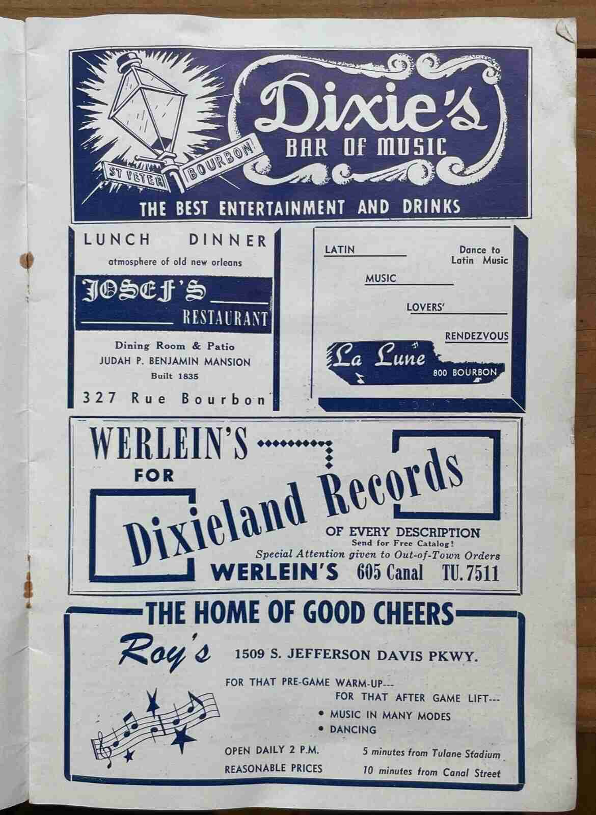 NEW ORLEANS BLUE BOOK - NOLA ENTERTAINMENT MAGAZINE, 1951 - FRENCH QUARTER