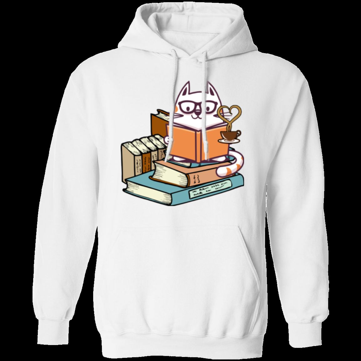 KITTENS CATS TEA AND BOOKS LADIES Pullover Hoodie 8 oz