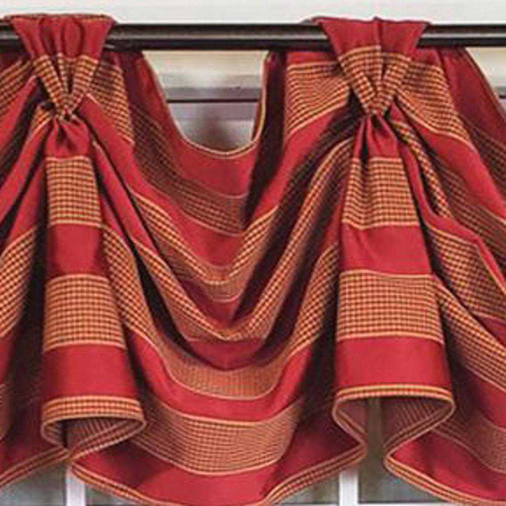RLF Home Luxurious Modern Design Ribbon Stripe Victory Swag 3-Scoop Window Valance 50 x 25