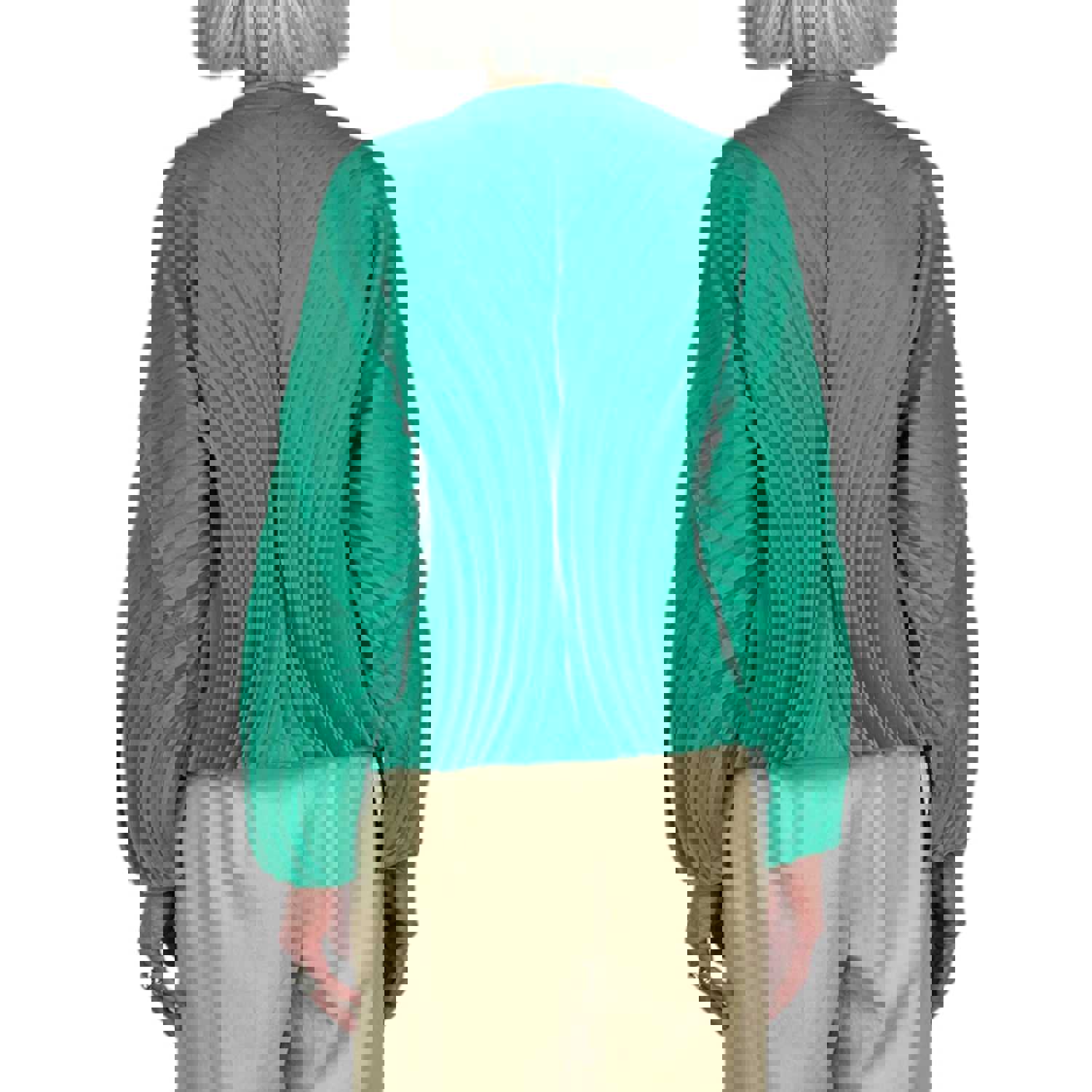 CURVED PLEATS JACKET - Sculptural Pleated Shawl Collar Jacket