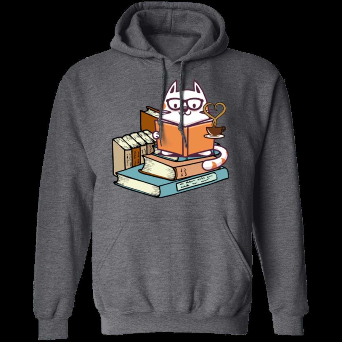 KITTENS CATS TEA AND BOOKS LADIES Pullover Hoodie 8 oz