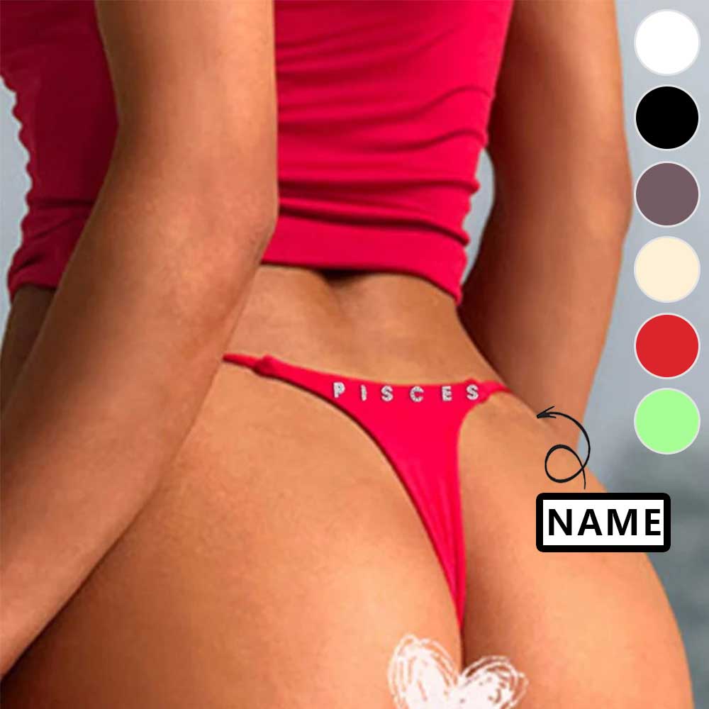 Custom Thong Panties with Personalized Crystal Initials - DIY Letter Underwear for Women