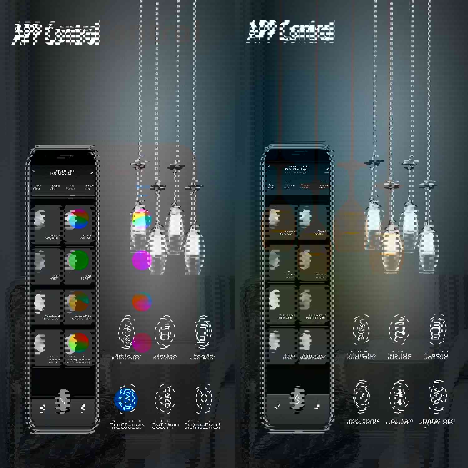 Bacchus Clear Acrylic Red Wine Cup-Shape Smart RGB Pendant Light