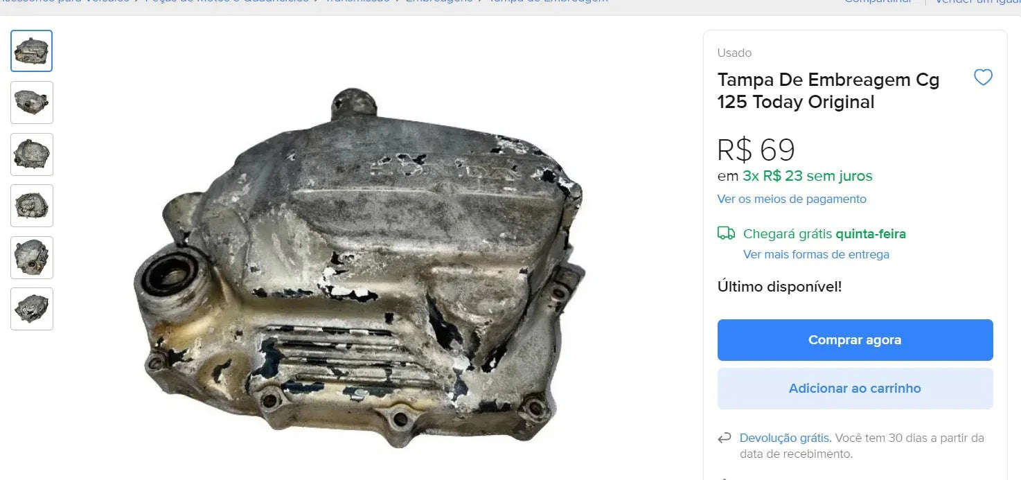 Honda CG 125 Motorcycle Parts - Rear Hub, Clutch Cover, Side Cover (DDP)