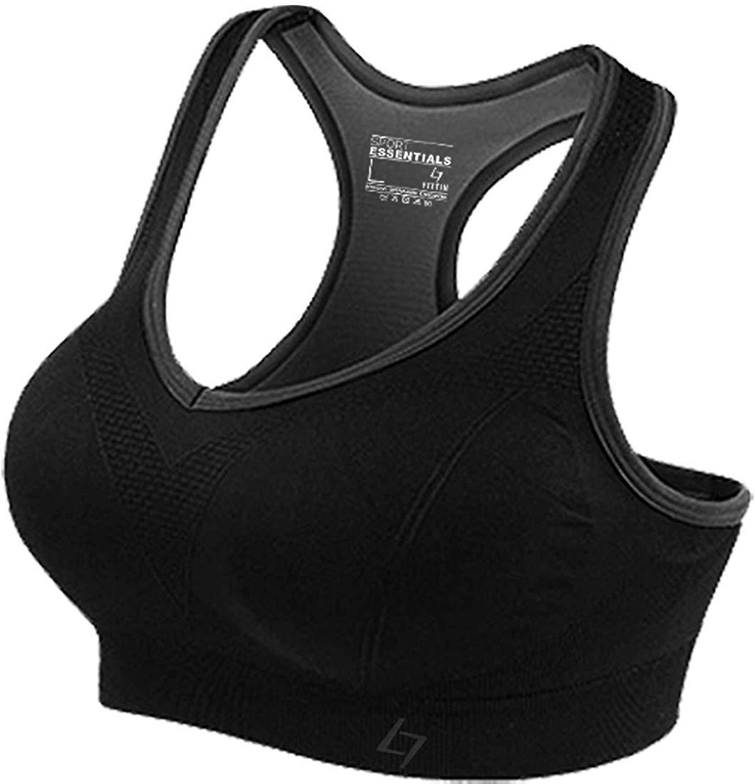 FITTIN Racerback Sports Bras - Padded Seamless Medium Impact Support for Yoga Gym Workout Fitness