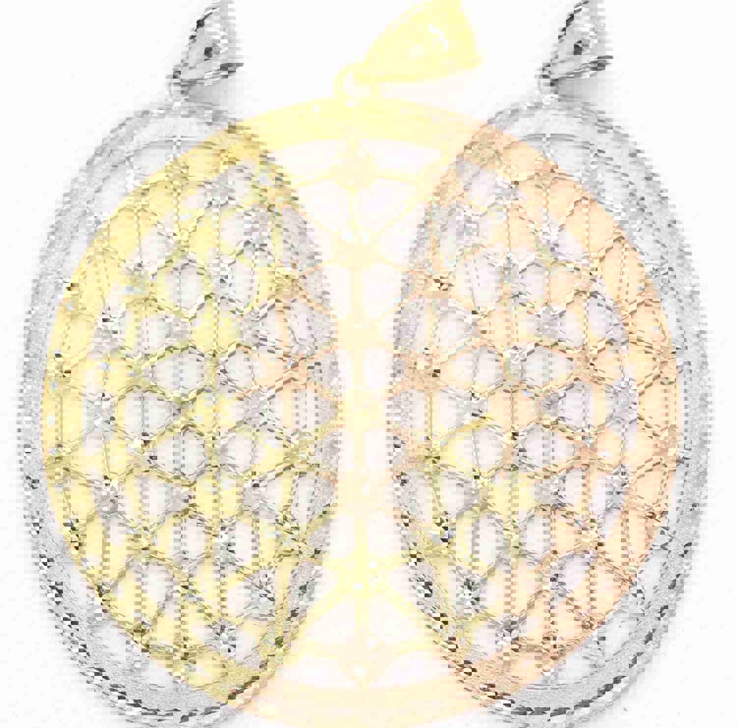 14k Filigree Pendant Medallion - Rose & Yellow Gold Mix