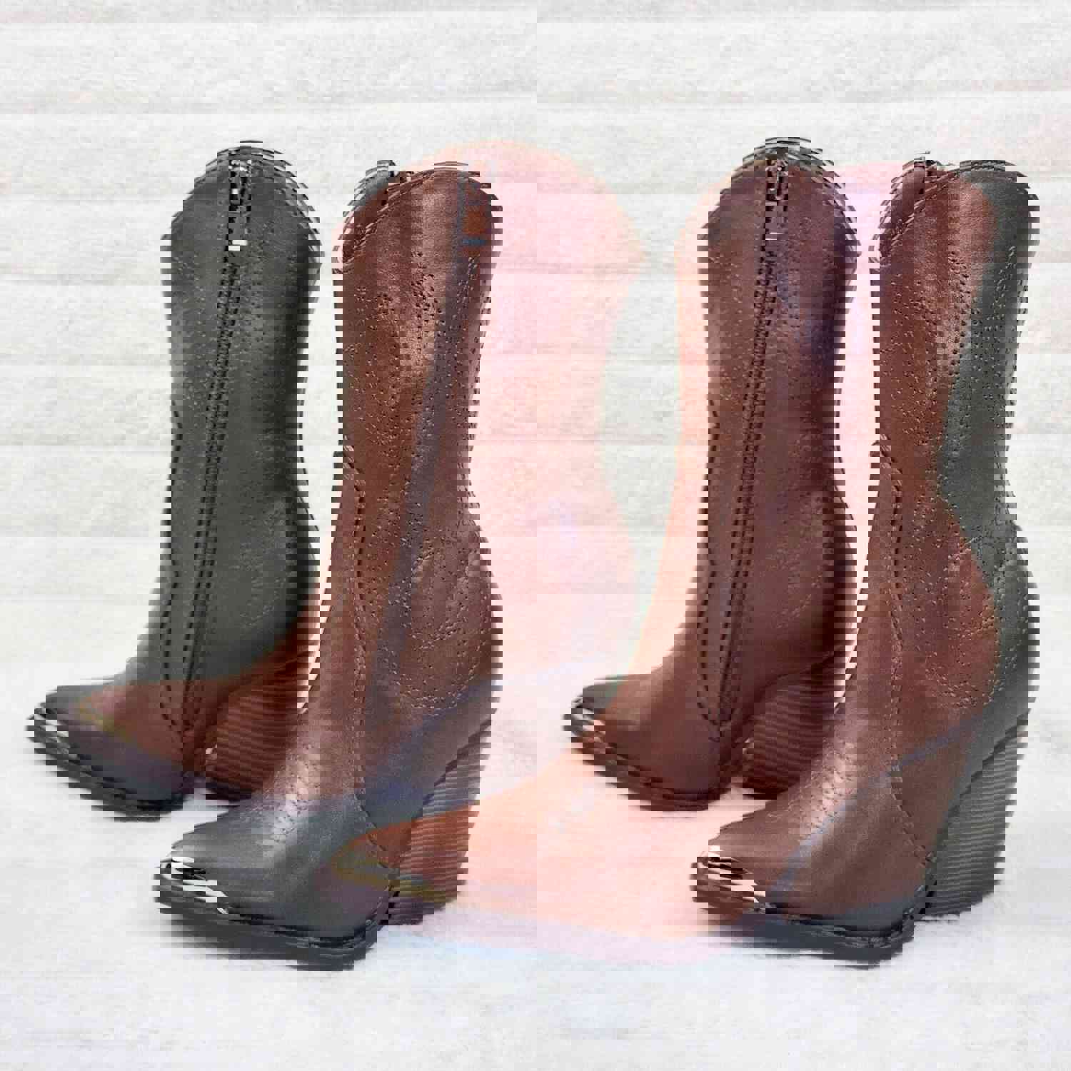 Tallas Tan Cowgirl Cowboy Ankle Boots Western Block Heels US Sizes 7-11