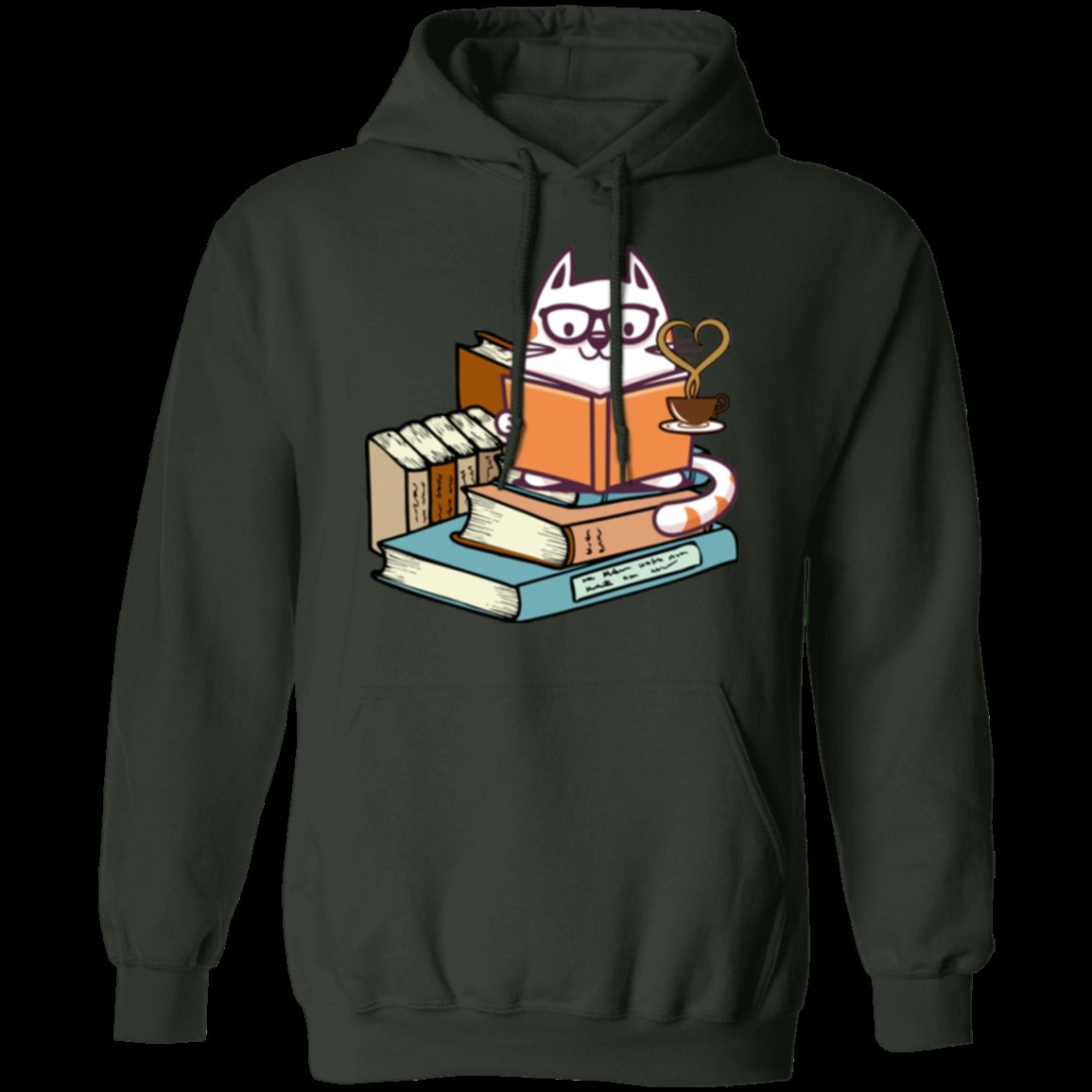KITTENS CATS TEA AND BOOKS LADIES Pullover Hoodie 8 oz