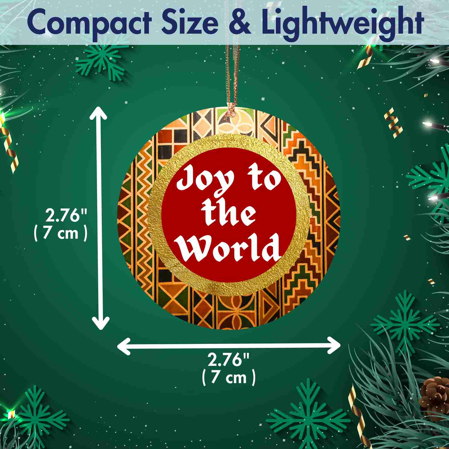 Christmas Ornament Joy to the World - African Print Inspired & Faith-Based