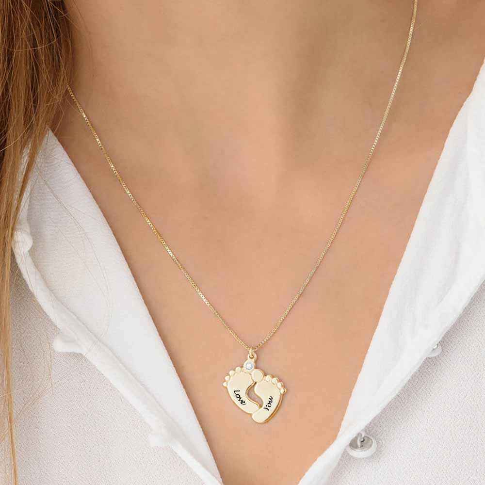 Custom Text Foot Necklace Personalized Silver Name Jewelry for Mothers Day Gift