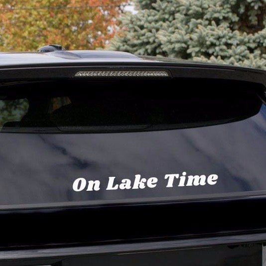 On Lake Time 19-inch Vinyl Decal for Indoor & Outdoor Use
