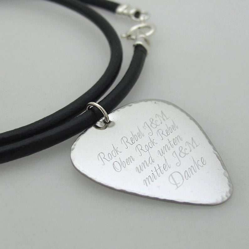Engraved Guitar Pick Necklace - Stylish Gift for Musicians