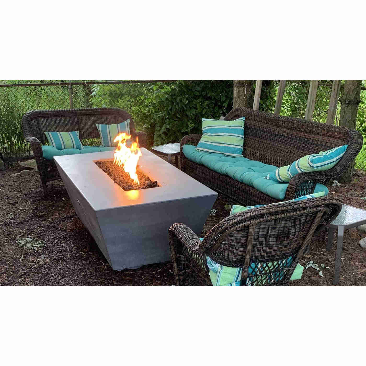 Outdoor Plus Angelus Rectangle Fire Pit in GFRC Concrete with Free Cover