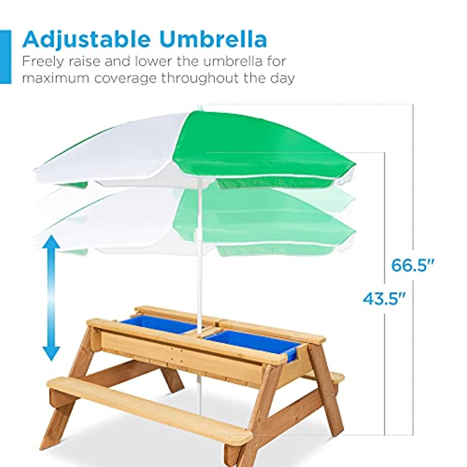 Best Choice Kids 3-in-1 Sand & Water Activity Table with Umbrella - Green
