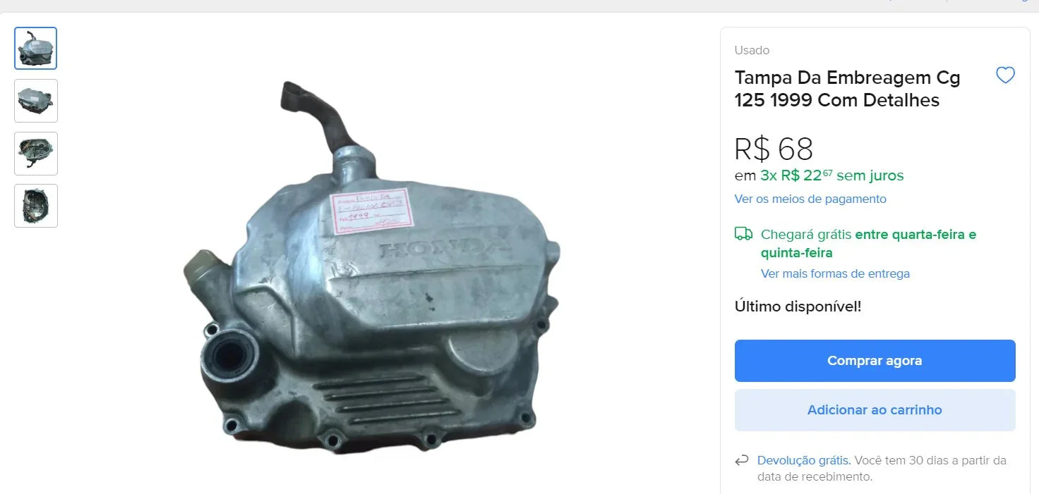 Honda CG 125 Motorcycle Parts - Rear Hub, Clutch Cover, Side Cover (DDP)