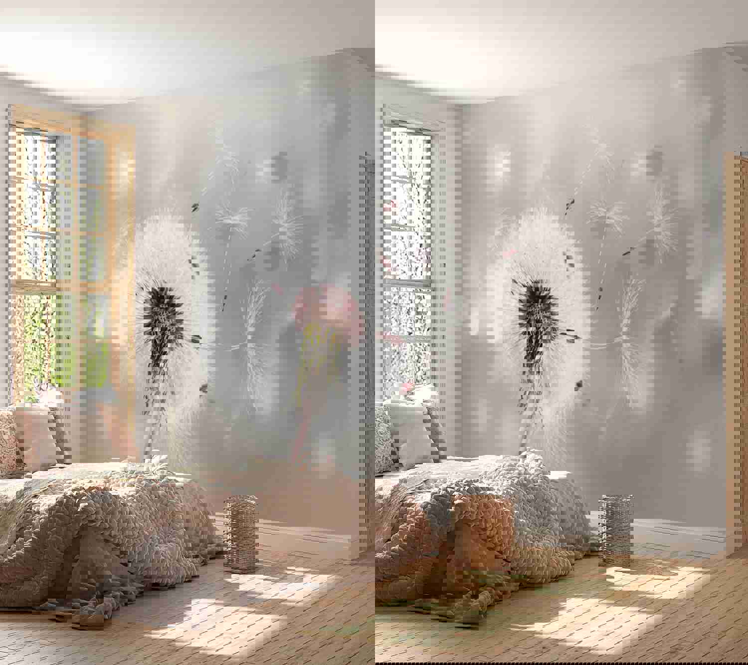 Peel & Stick Botanical Wall Mural - Dandelion Grasping The Invisible - Removable Wall Decals