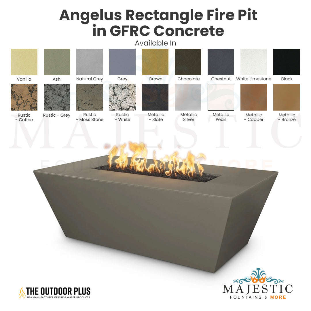 Outdoor Plus Angelus Rectangle Fire Pit in GFRC Concrete with Free Cover