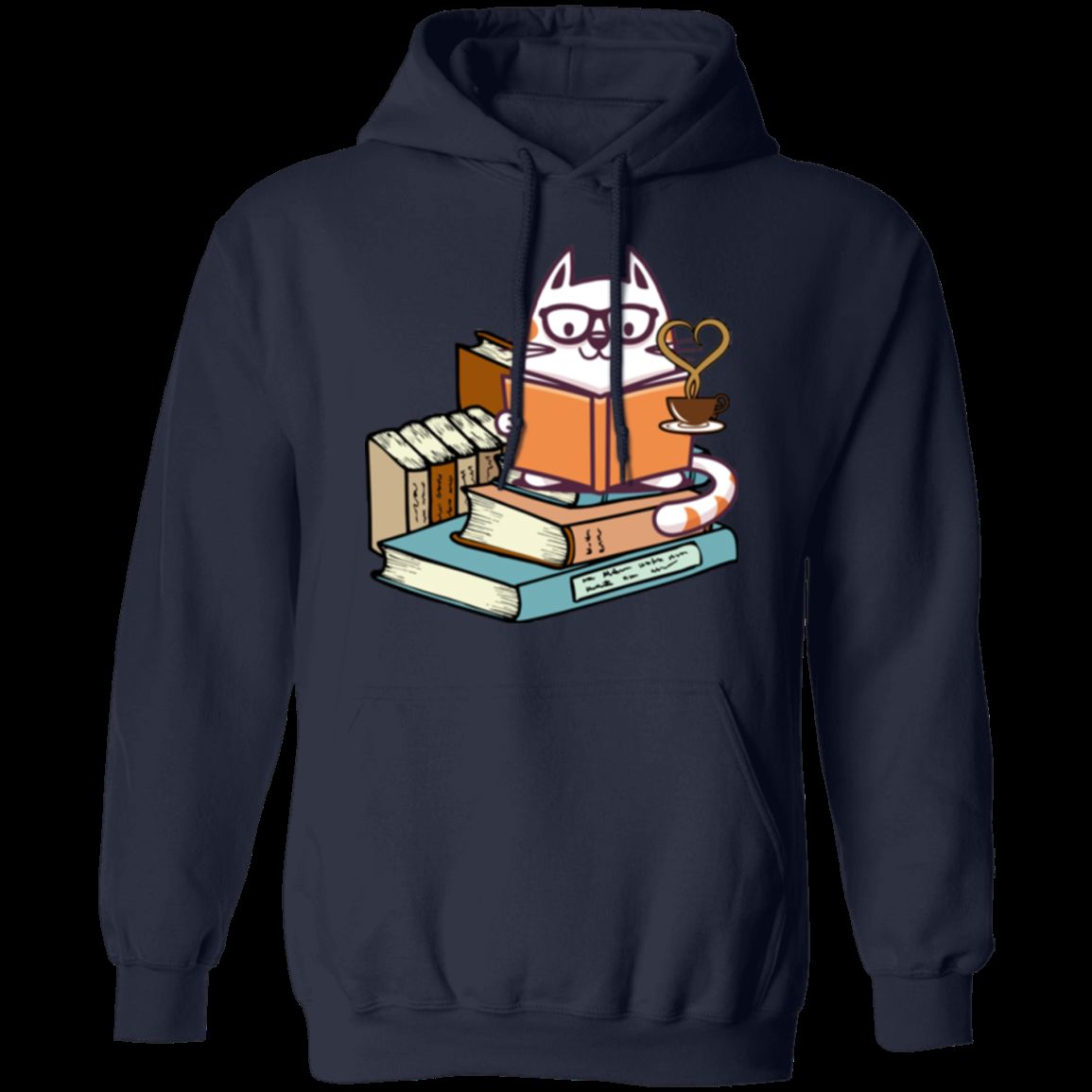 KITTENS CATS TEA AND BOOKS LADIES Pullover Hoodie 8 oz