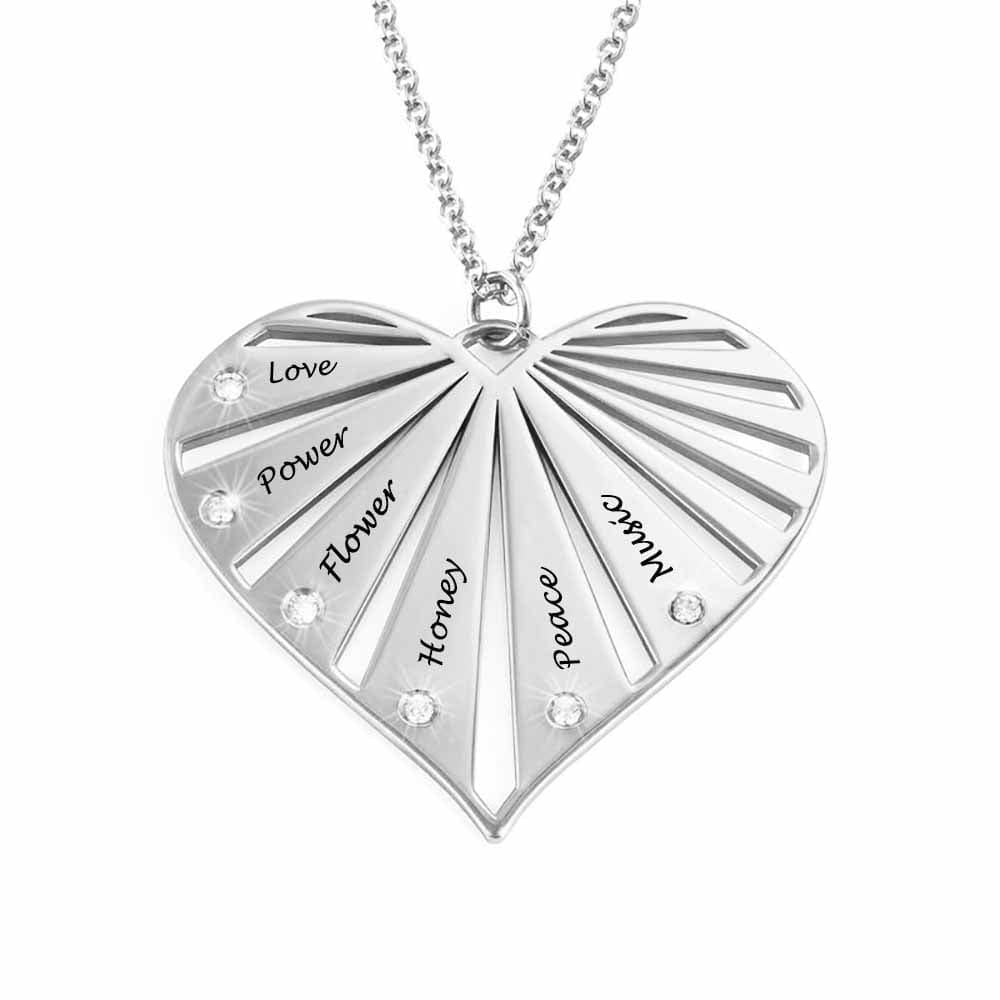 Custom Text Heart-shaped Necklace Personalized Silver Name Necklace Jewelry