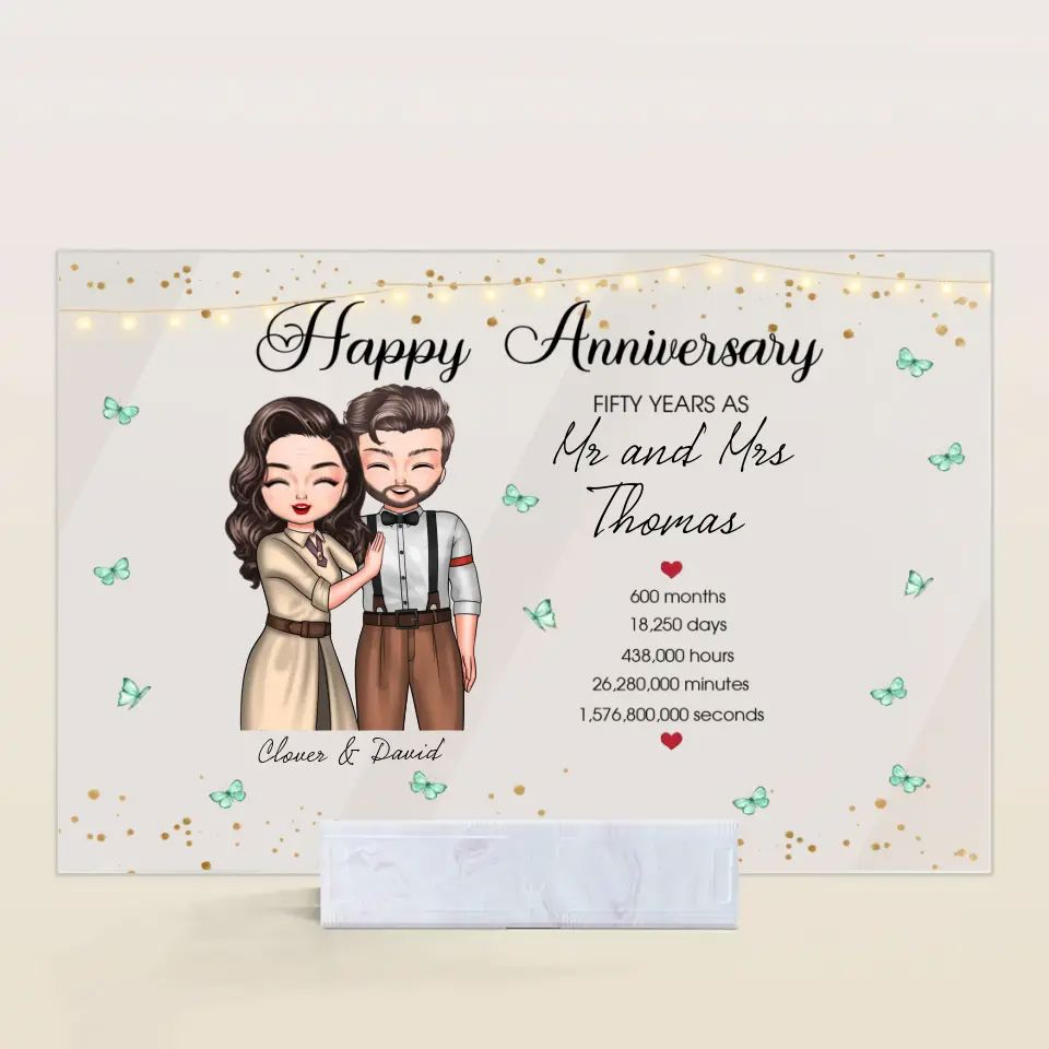 Personalized Custom Acrylic Plaque - Anniversary & Wedding Gift for Couples