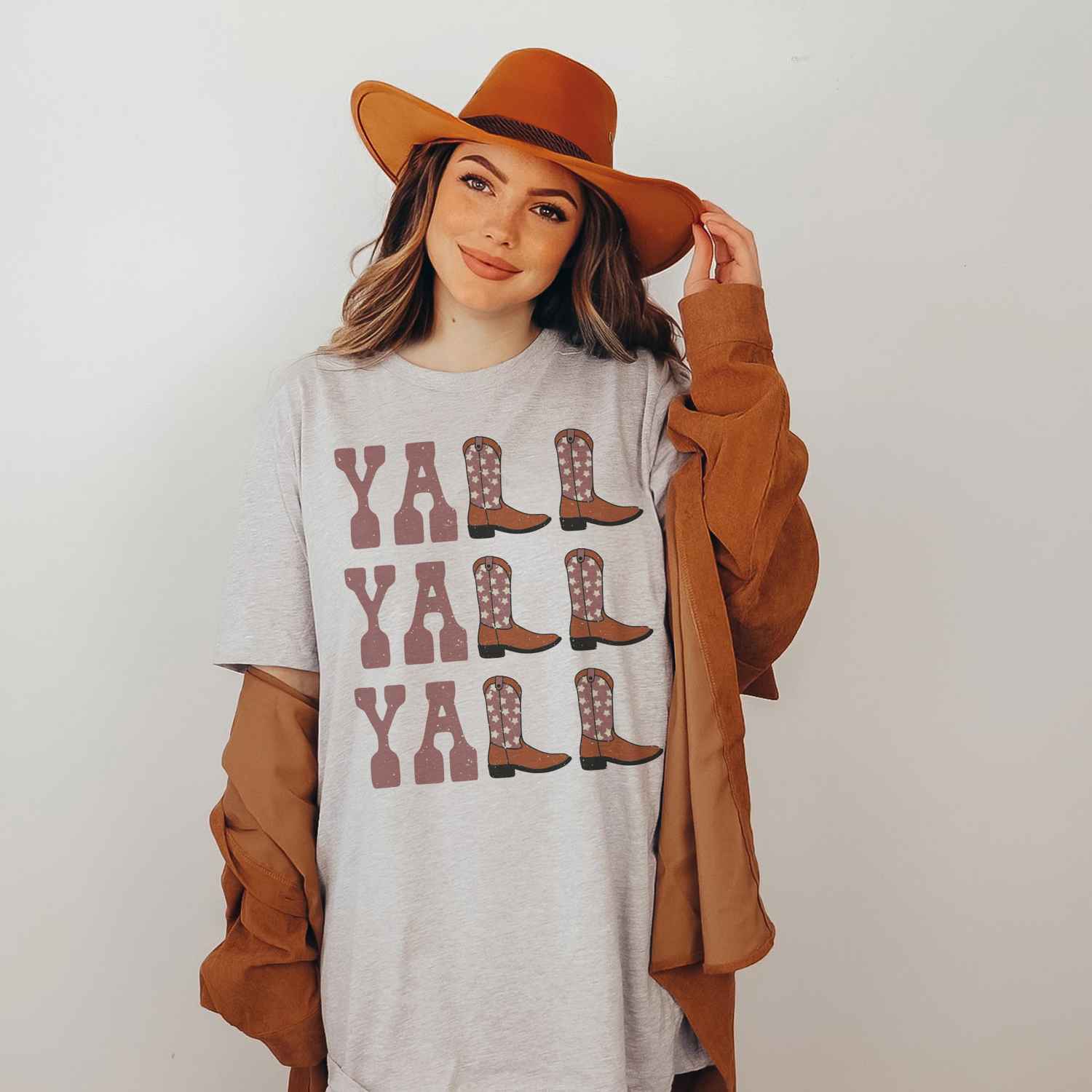 Yall Yall Yall Dusty Pink Cowboy Cowgirl Western Boots