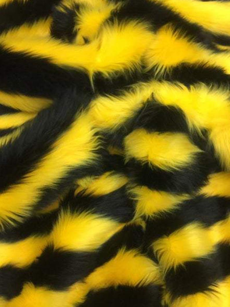 Faux Fur 2 Tone Stripe Long Pile Fabric for Coats, Blankets, and More