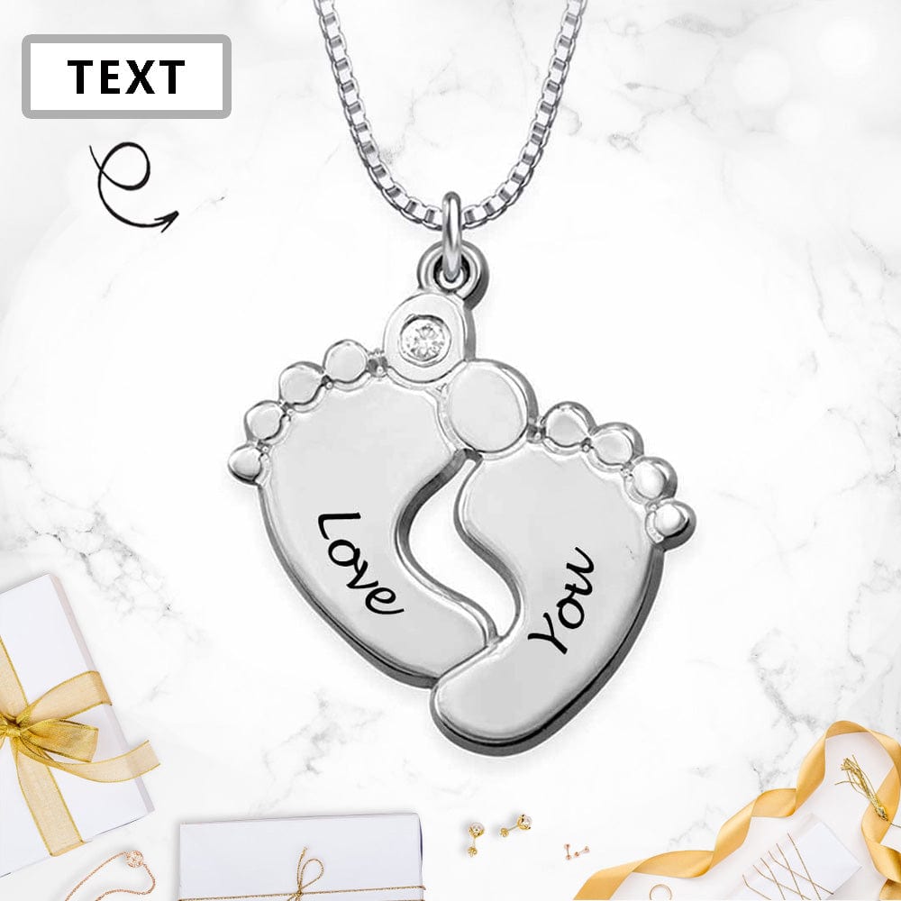 Custom Text Foot Necklace Personalized Silver Name Jewelry for Mothers Day Gift