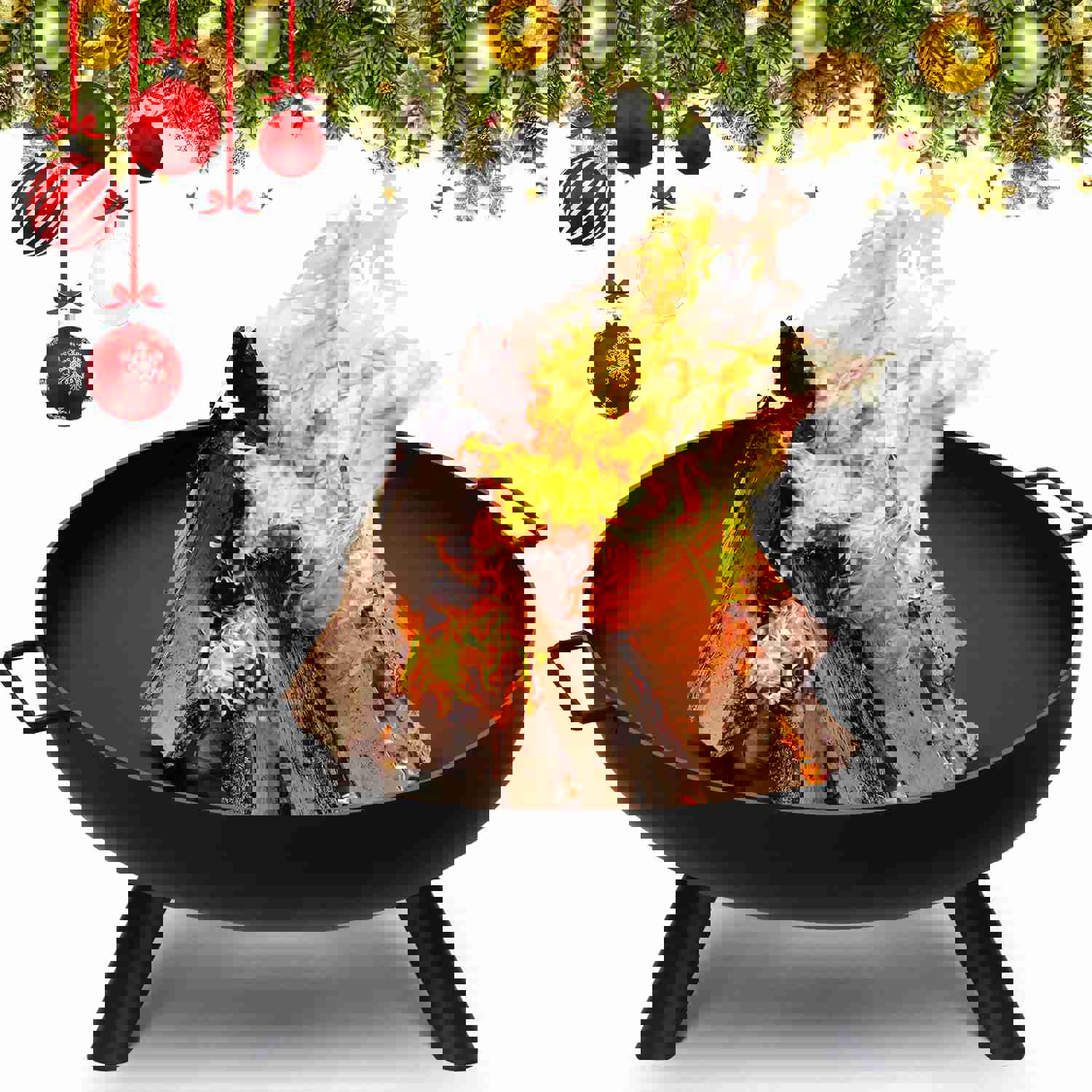 Amagabeli Fire Pit Outdoor Wood Burning Fire Bowl 28in Black