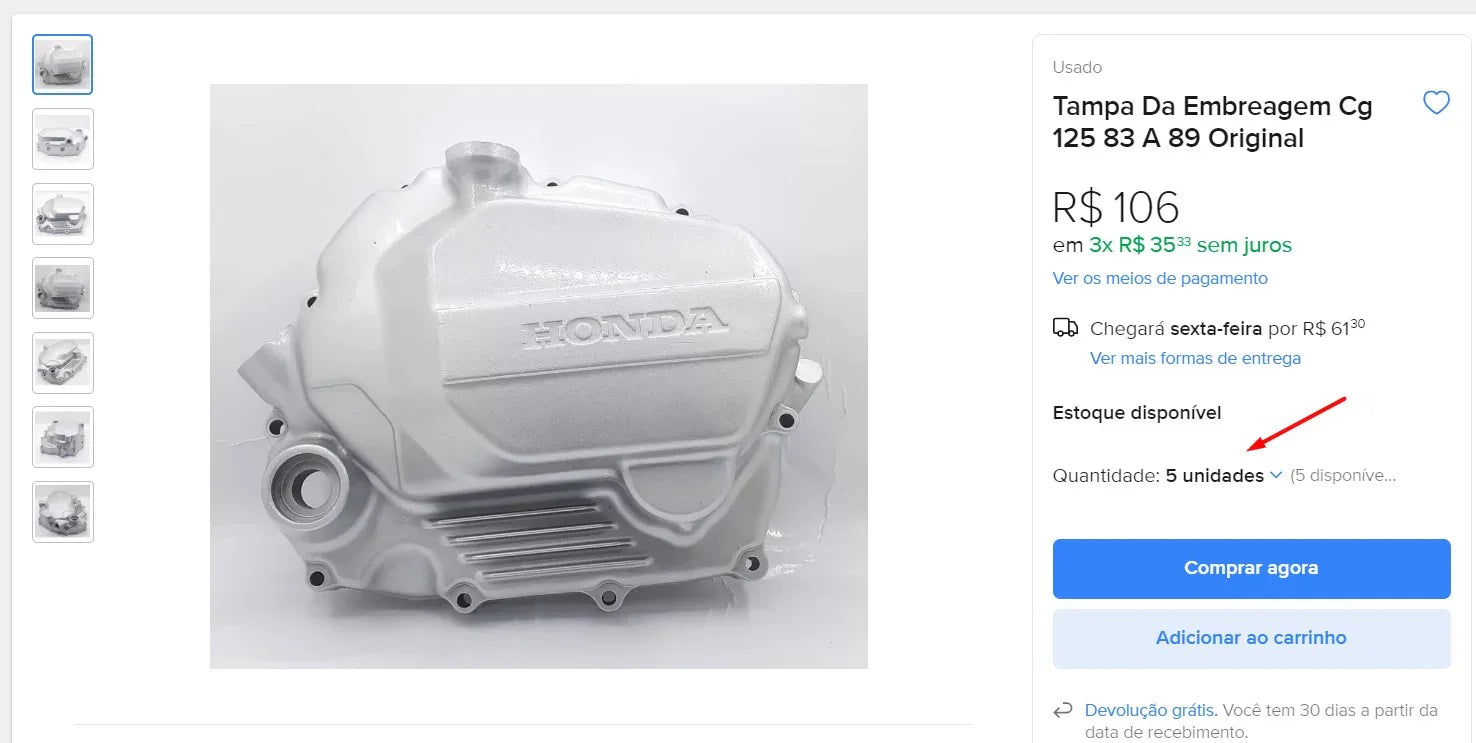 Honda CG 125 Motorcycle Parts - Rear Hub, Clutch Cover, Side Cover (DDP)