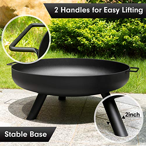 Amagabeli Fire Pit Outdoor Wood Burning Fire Bowl 28in Black