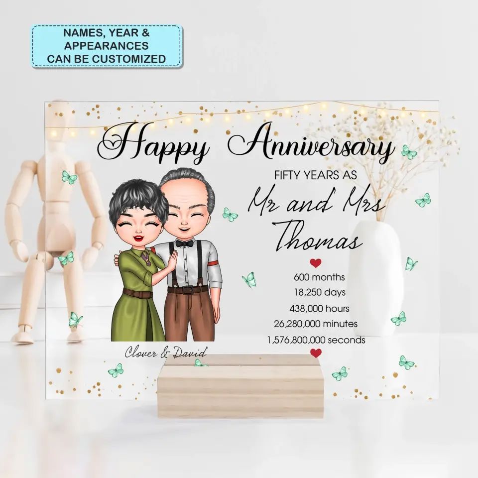 Personalized Custom Acrylic Plaque - Anniversary & Wedding Gift for Couples