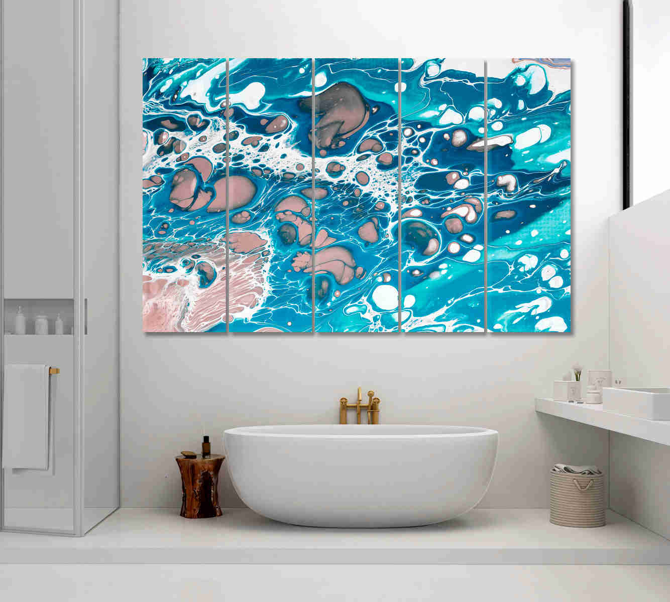 Mixed Liquid Blue Paints Fluid Art Canvas Print