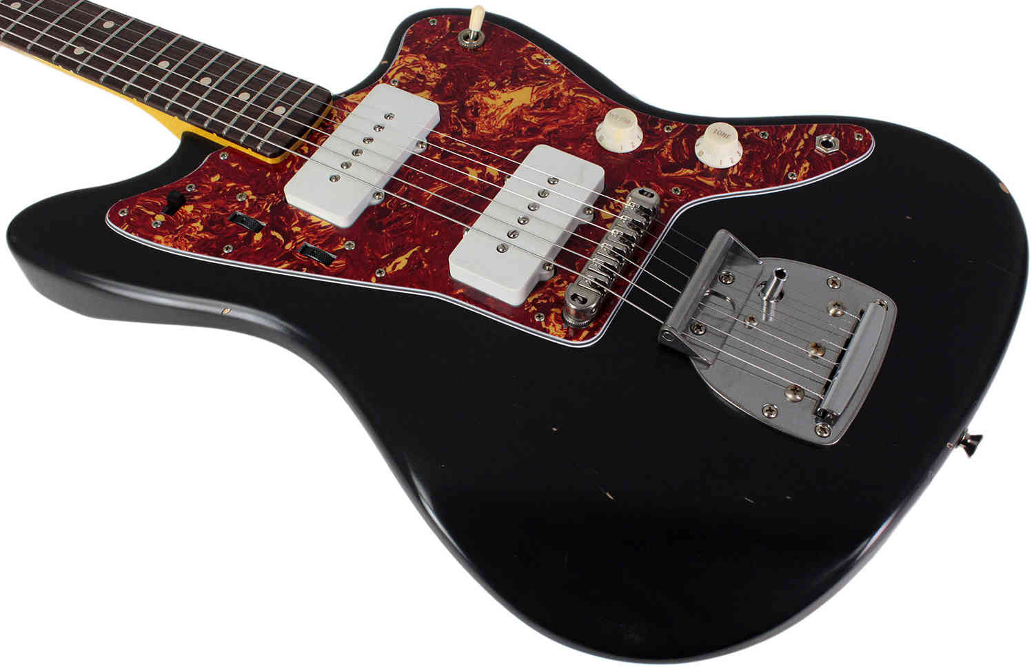 Nash JM-63 Jazzmaster Guitar - Black with P90 Pickups & Light Aging