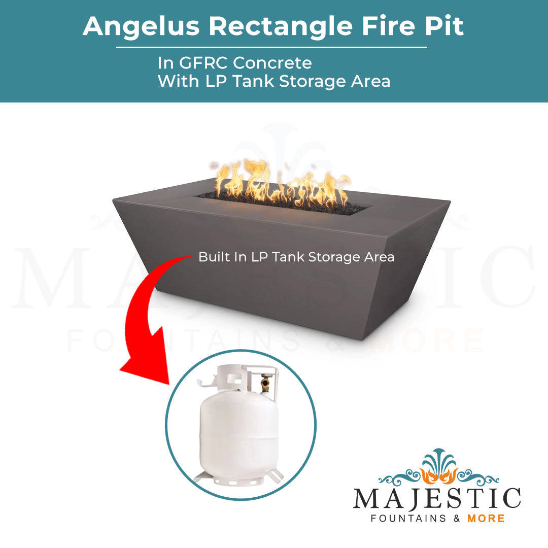 Outdoor Plus Angelus Rectangle Fire Pit in GFRC Concrete with Free Cover