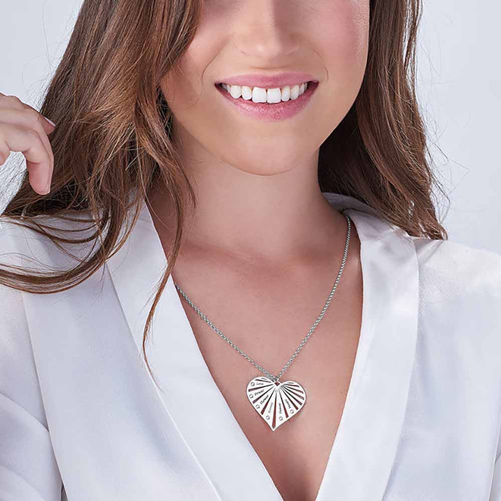 Custom Text Heart-shaped Necklace Personalized Silver Name Necklace Jewelry