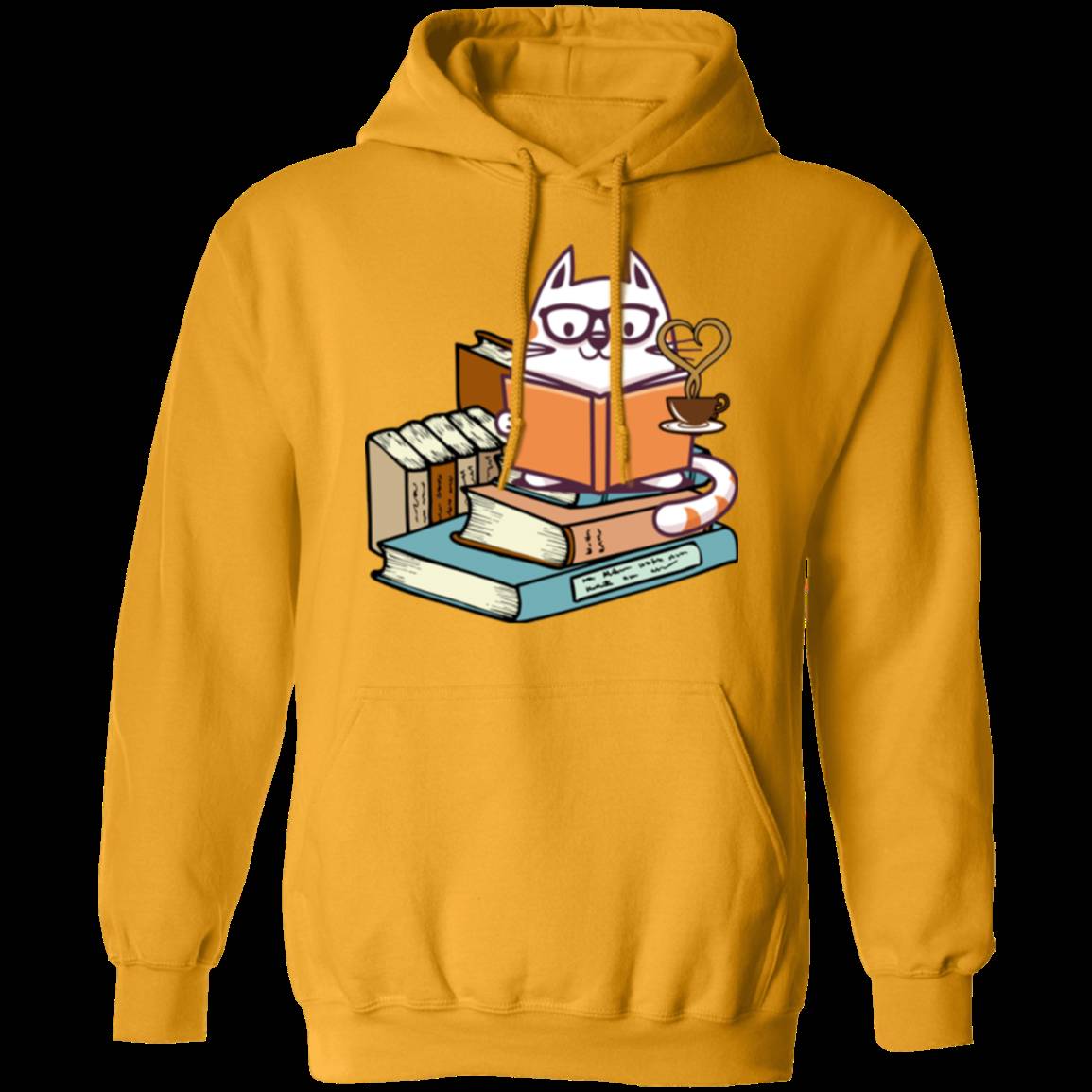KITTENS CATS TEA AND BOOKS LADIES Pullover Hoodie 8 oz