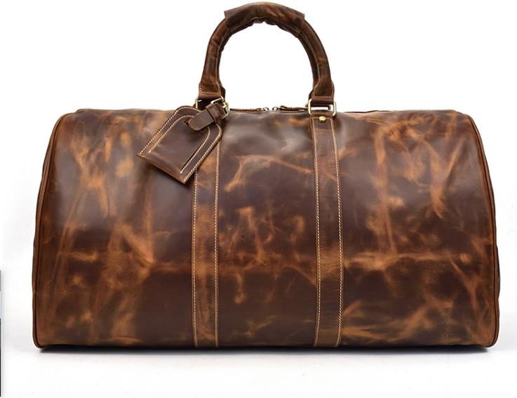 Cool Vintage Brown Leather Men's Overnight Weekender Travel Bag