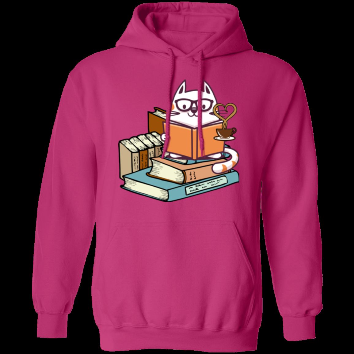 KITTENS CATS TEA AND BOOKS LADIES Pullover Hoodie 8 oz