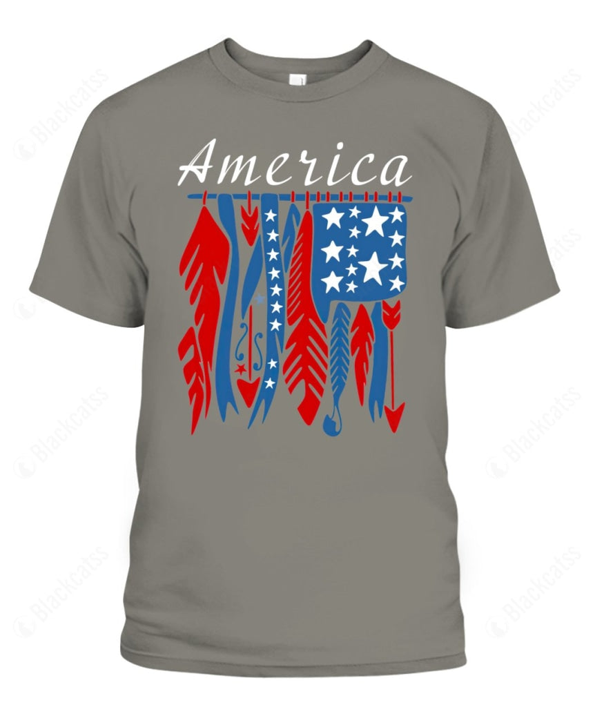 Custom Graphic Apparel - USA American Feather Flag Unisex T-Shirt
