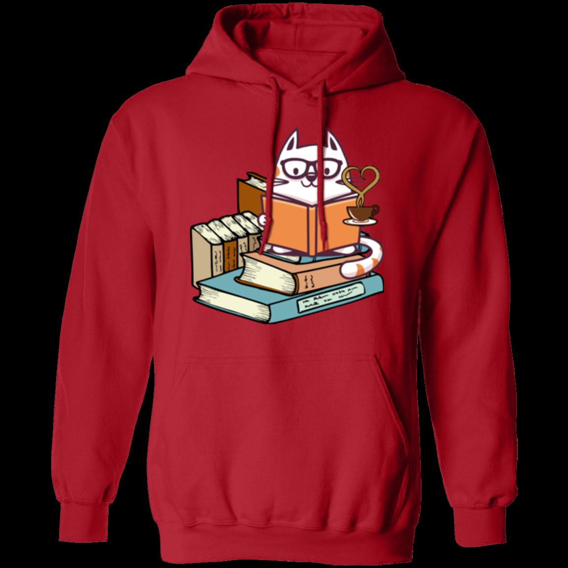 KITTENS CATS TEA AND BOOKS LADIES Pullover Hoodie 8 oz