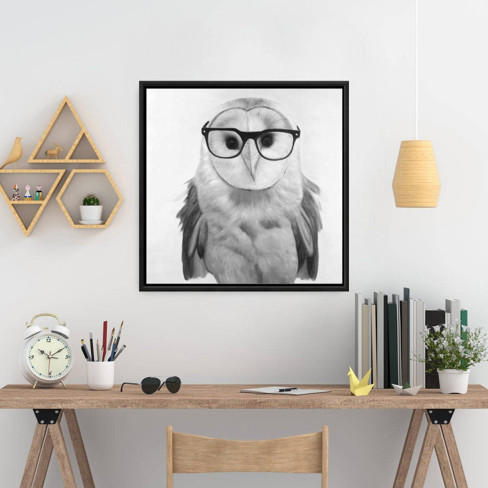 Realistic Barn Owl With Glasses - Fine Art Gallery Wrapped Canvas 24x36