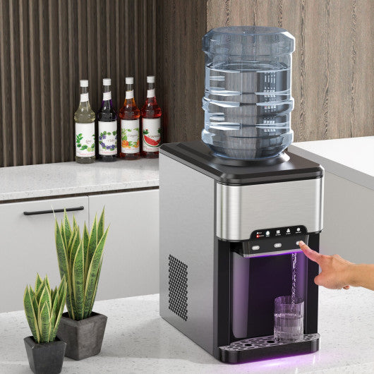 3-in-1 Water Cooler Dispenser with Built-in Ice Maker and 3 Temperature Settings - Silver