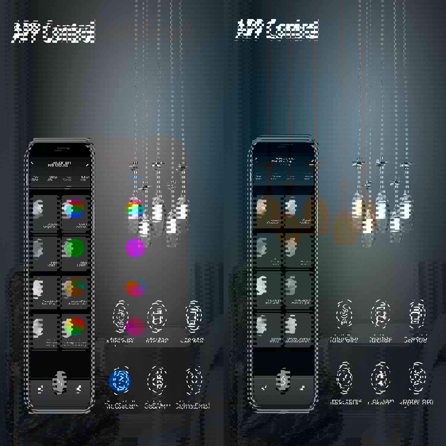 Bacchus Clear Acrylic Red Wine Cup-Shape Smart RGB Pendant Light