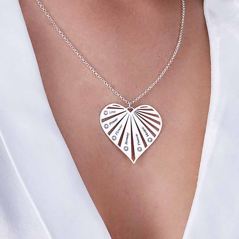 Custom Text Heart-shaped Necklace Personalized Silver Name Necklace Jewelry