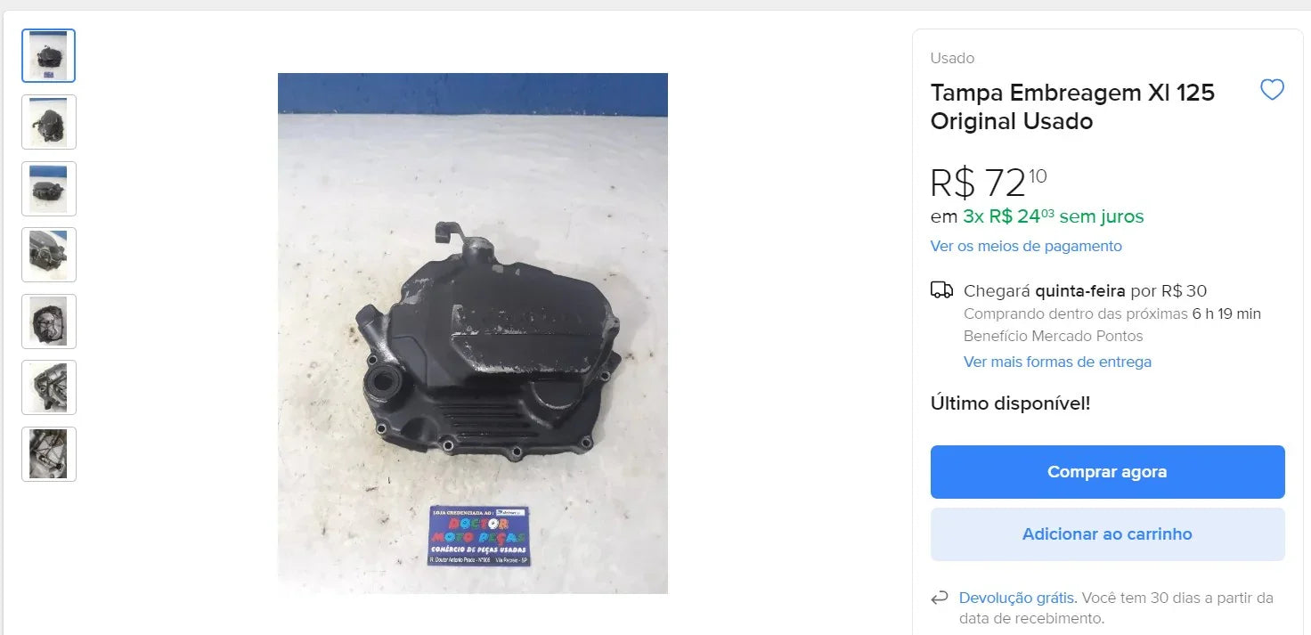 Honda CG 125 Motorcycle Parts - Rear Hub, Clutch Cover, Side Cover (DDP)