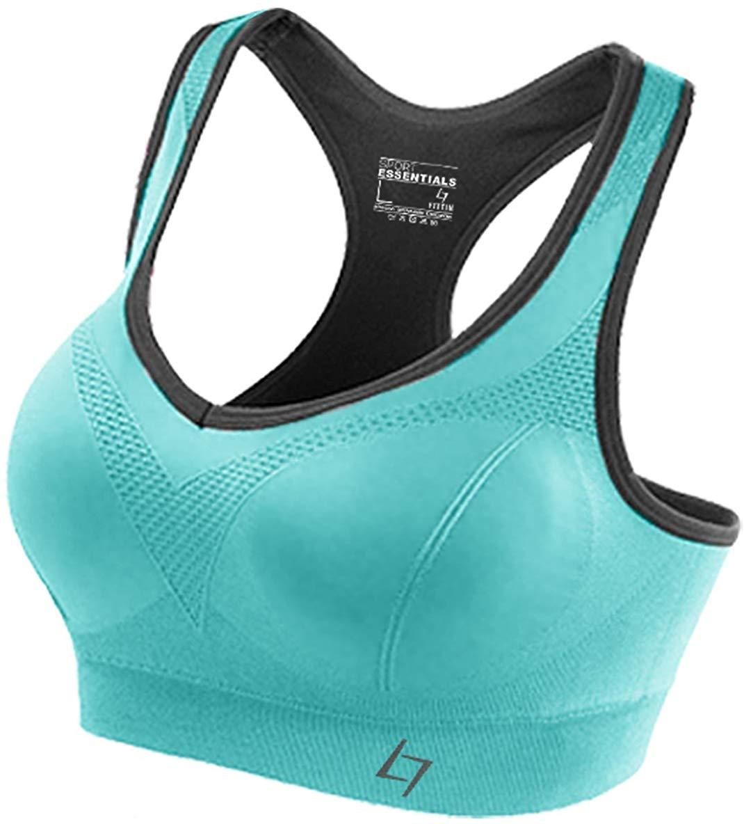 FITTIN Racerback Sports Bras - Padded Seamless Medium Impact Support for Yoga Gym Workout Fitness