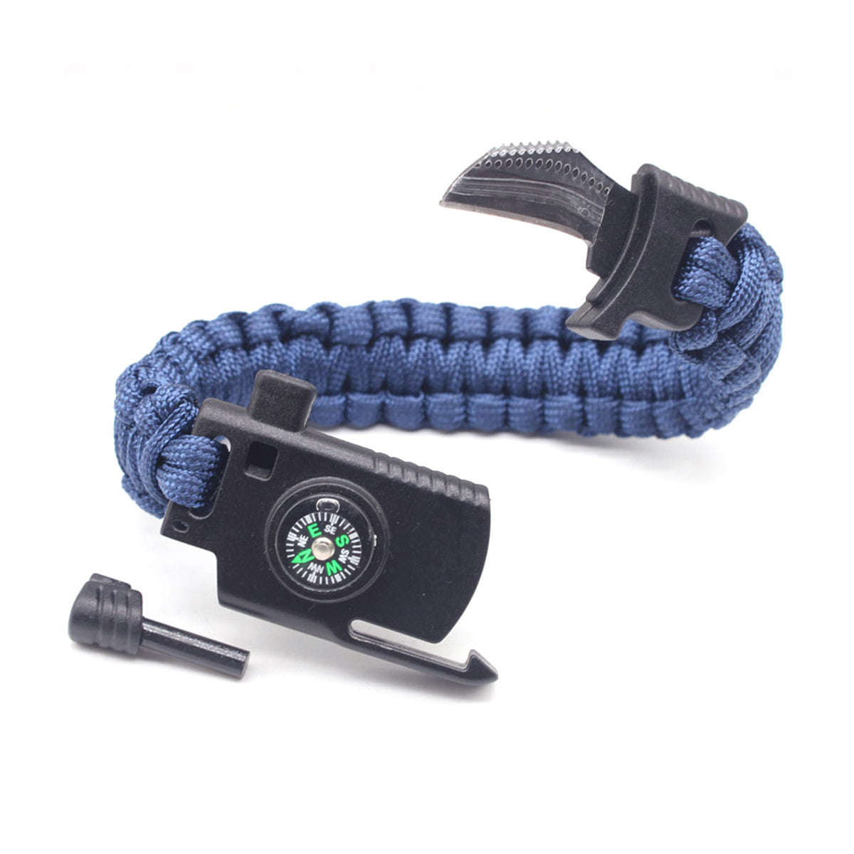 Paracord Bracelet with Whistle, Compass, and Fire Starter - Essential Outdoor Survival Gear